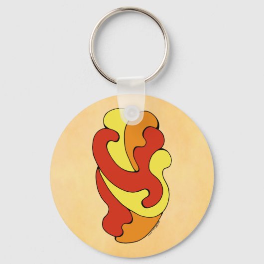 カーブの採用（黄色、赤、オレンジ） キーホルダー (正面)