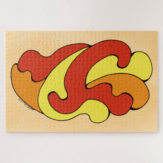 カーブの採用(黄色、赤、オレンジ) ジグソーパズル (横)