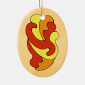 カーブの採用（黄色、赤、オレンジ） セラミックオーナメント (裏面)