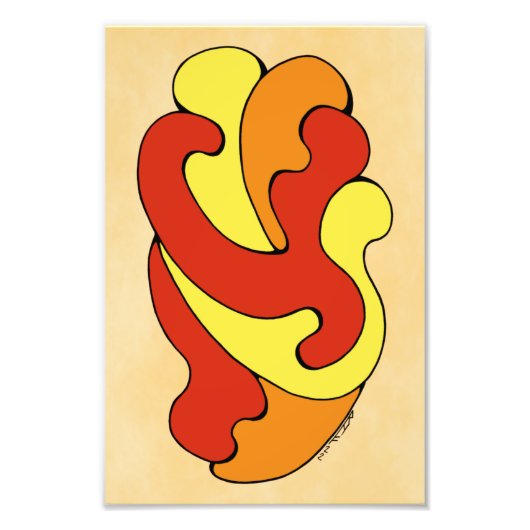 カーブの採用（黄色、赤、オレンジ） フォトプリント            (正面)