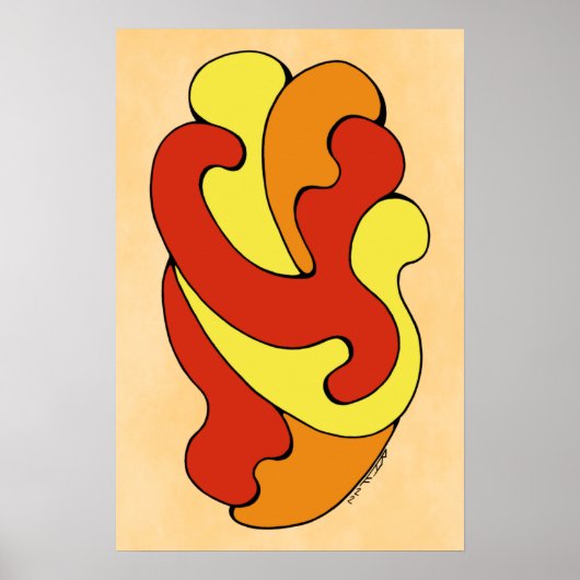 カーブの採用（黄色、赤、オレンジ） ポスター (正面)