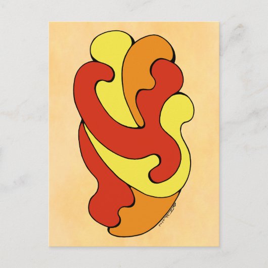カーブの採用(黄色、赤、オレンジ) ポストカード (正面)