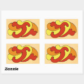 カーブの採用（黄色、赤、オレンジ） 長方形シール (シート)