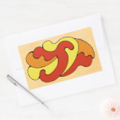 カーブの採用（黄色、赤、オレンジ） 長方形シール (封筒)