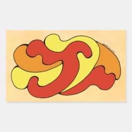 カーブの採用(黄色、赤、オレンジ) 長方形シール