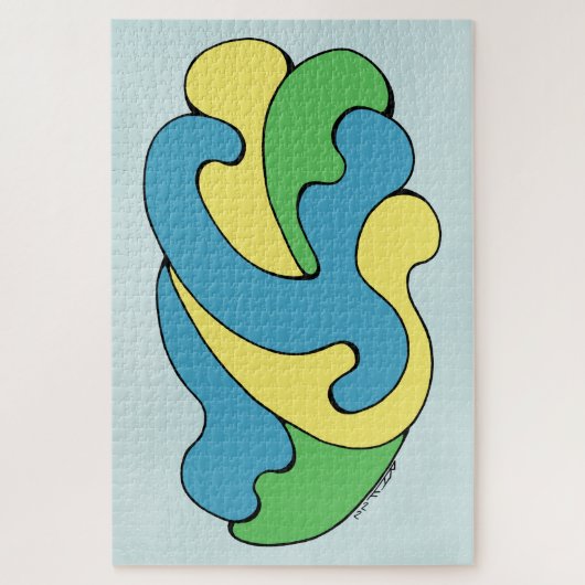 カーブの採用（黄、青、緑） ジグソーパズル (縦)