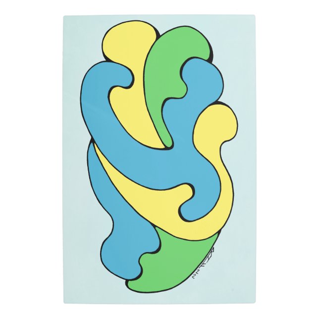 カーブの採用（黄、青、緑） メタルプリント (正面)