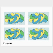 カーブの採用（黄、青、緑） 長方形シール (シート)