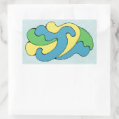 カーブの採用（黄、青、緑） 長方形シール (バッグ)