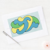 カーブの採用（黄、青、緑） 長方形シール (封筒)