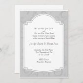 カーブアールデコディバイングレー結婚式招待状 招待状 (正面/裏面)