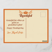 カーブイブラックウィメンズ秋ブリスサンクスギビング 箔シーズンポストカード (裏面)