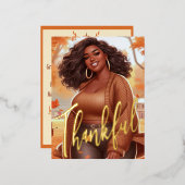 カーブイブラックウィメンズ秋ブリスサンクスギビング 箔シーズンポストカード (正面/裏面)