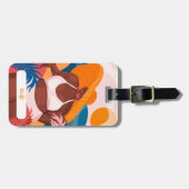 カーブイブラックウーマン、ビーチバケーションレディ ラゲッジタグ (正面横)