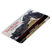 カーブキスをするウエディング日付を保存 マグネット (左側)