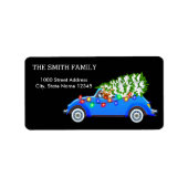 カーブラック背景を持つクリスマスツリー ラベル (正面)