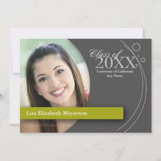 カーブ及び点の卒業: カスタムの緑 招待状 (正面)