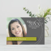 カーブ及び点の卒業: カスタムの緑 招待状 (スタンド正面)