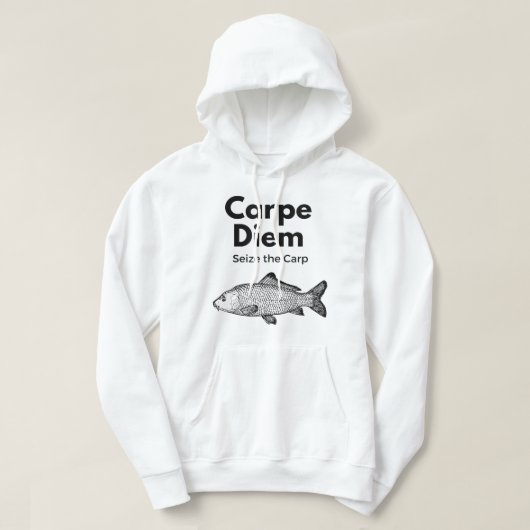 カープディエムがカープ魚釣りのシャツを奪おもしろいう パーカ (デザイン正面)