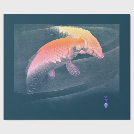 カープ日本のブルーラッピング紙のプリント ラッピングペーパー (フラット)