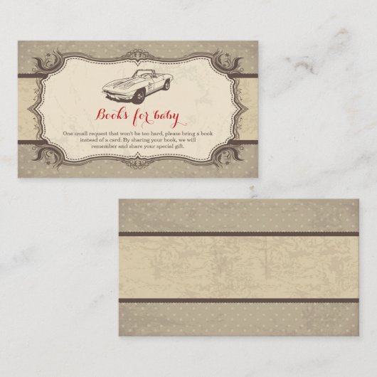 カーベビーシャワーヴィンテージレトロベビー要求 エンクロージャーカード (正面/裏面)