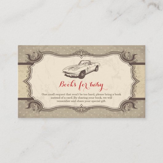 カーベビーシャワーヴィンテージレトロベビー要求 エンクロージャーカード (正面)