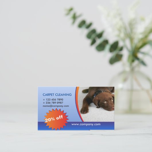 カーペットのクリーニングの会社 名刺 (スタンド正面)