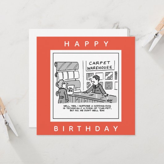 カーペットのショールームはうなずく犬の漫画を販売しない カード (正面/裏面インサイチュ)