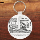 カーペットのショールームはうなずく犬を販売しない。おもしろい キーホルダー (裏面)