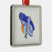 カーペットの層の労働者は膝キッカー用具を運びます メタルオーナメント (右)