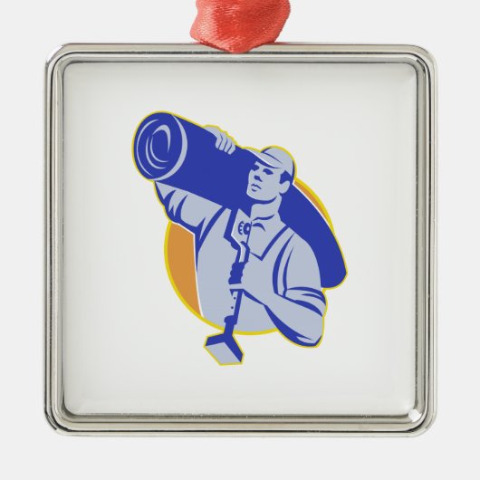 カーペットの層の労働者は膝キッカー用具を運びます メタルオーナメント (正面)