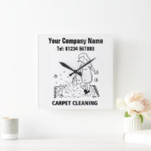 カーペットクリーニングサービス漫画の時計 スクエア壁時計 (ホーム)
