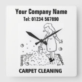 カーペットクリーニングサービス漫画の時計 スクエア壁時計 (正面)