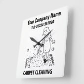 カーペットクリーニングサービス漫画の時計 スクエア壁時計 (傾斜)