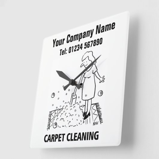 カーペットクリーニングサービス漫画の時計 スクエア壁時計 (傾斜)