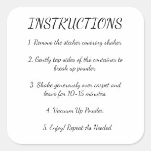 カーペット防臭剤の指示 スクエアシール