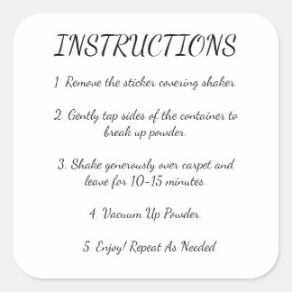 カーペット防臭剤の指示 スクエアシール