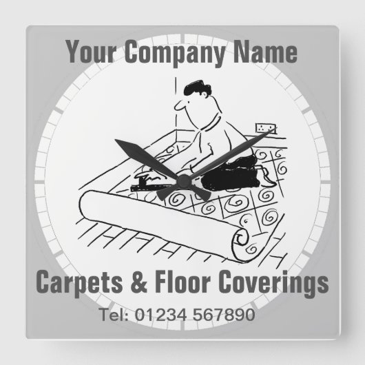 カーペット、ビニール、カーペットフィッター、および床カバー スクエア壁時計 (正面)