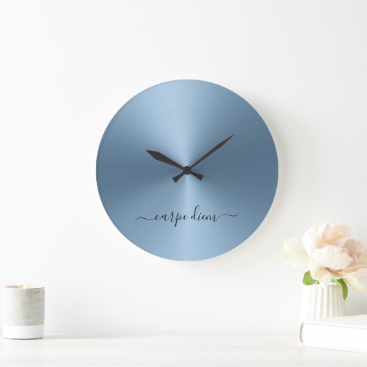 カーペディエムスチールブルーメタリックスタイルアクリル ラージ壁時計 (ホーム)