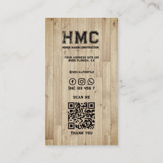 カーペンターウッド建築ハウスビルダー 名刺 (裏面)