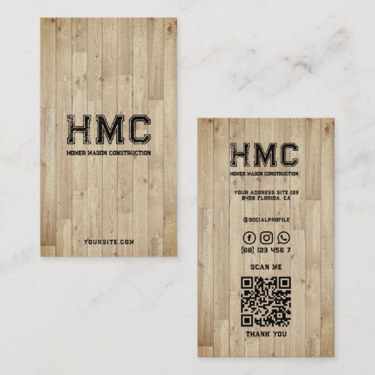 カーペンターウッド建築ハウスビルダー 名刺 (正面/裏面)