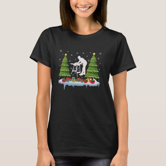 カーペンタークリスマスツリー照明メンズウーマン醜いキリスト Tシャツ (正面)