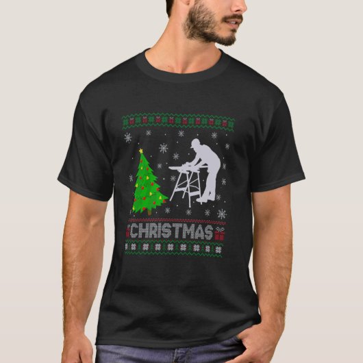 カーペンタークリスマスツリー照明醜いクリスマス汗 Tシャツ (正面)