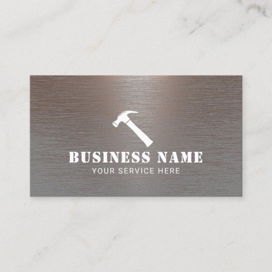 カーペンターハンマーのロゴプロフェッショナル銅金属 名刺 (正面)