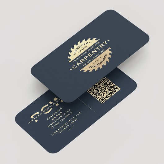 カーペンターモノグラムネイビーブルーモダン 名刺