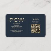 カーペンターモノグラムネイビーブルーモダン 名刺 (裏面)