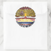 カーボベルデスペインスペインのツリールーツ国旗 ラウンドシール (バッグ)