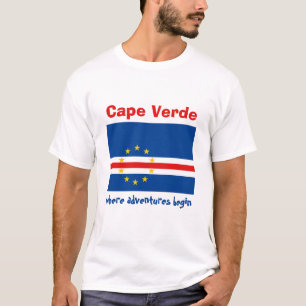 カーボベルデフラグ+マップ+文字Tシャツ Tシャツ