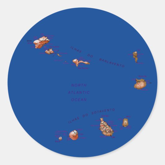 カーボベルデマップステッカー ラウンドシール (正面)