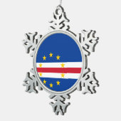 カーボベルデ共和国の旗 スノーフレークピューターオーナメント (右)